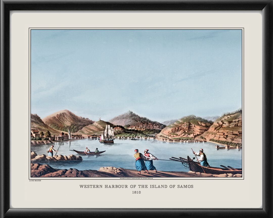 Samos, Greece 1810 Birds Eye View Map