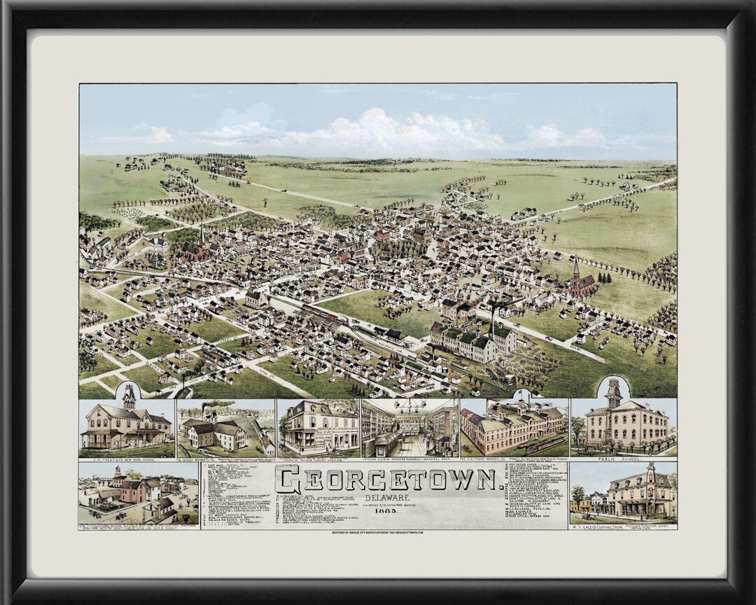 Georgetown DE 1885 OHBailey Birds Eye View Map