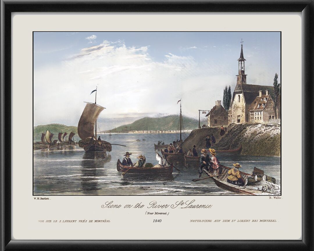 Scene on the St Lawrence River Town of Longue-Pointe with Montreal in the Distance William Henry Bartlett 1840
