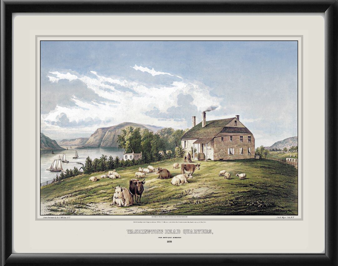 Newburgh NY 1850 - Gen. George Washington's Headquarters (Color)