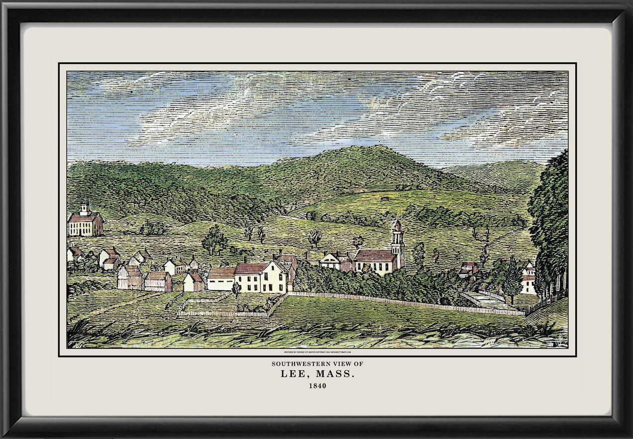 Lee MA 1840 Birds Eye View Map