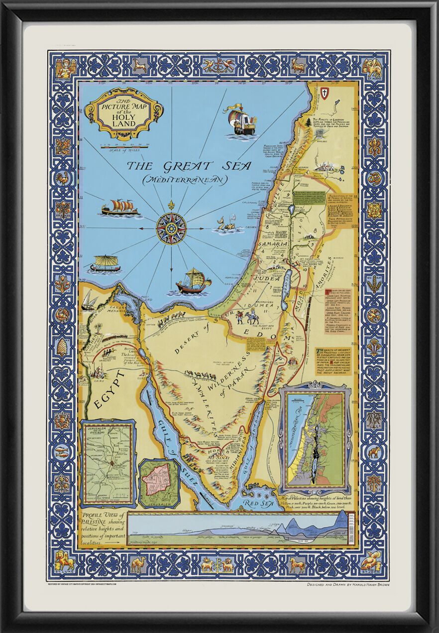 The Holy Land 1928 Bird's Eye View Map
