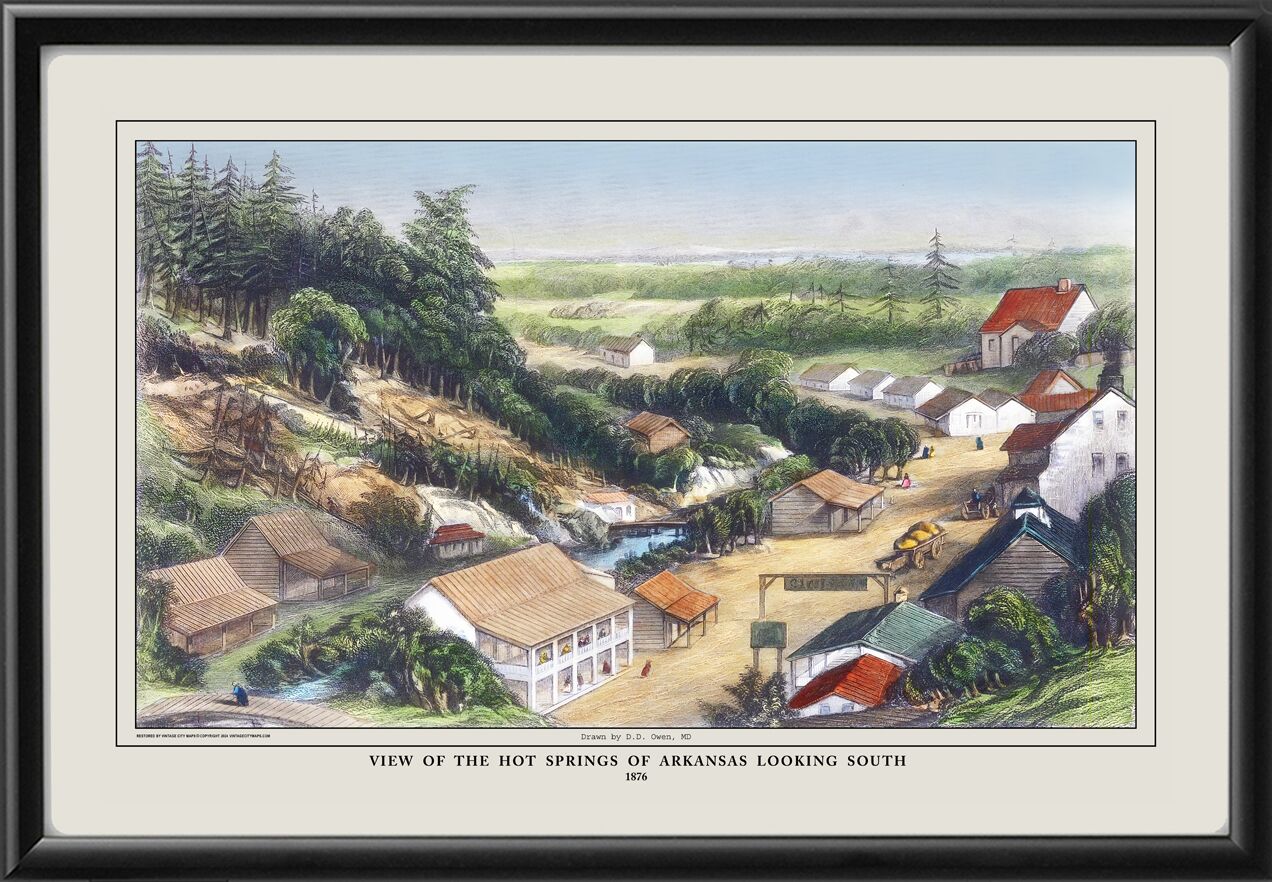 Hot Springs AR 1876 Bird's Eye View Map
