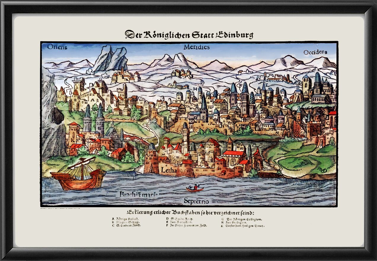 Edinburgh Scotland 1570 Sebastian Munster