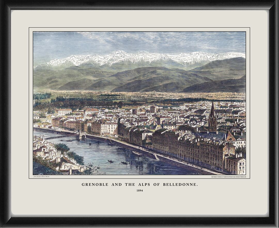 Grenoble France 1894 Map