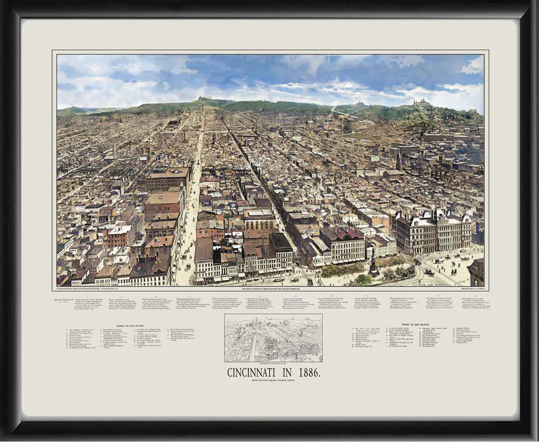 Cincinnati OH 1886 (Color) Map