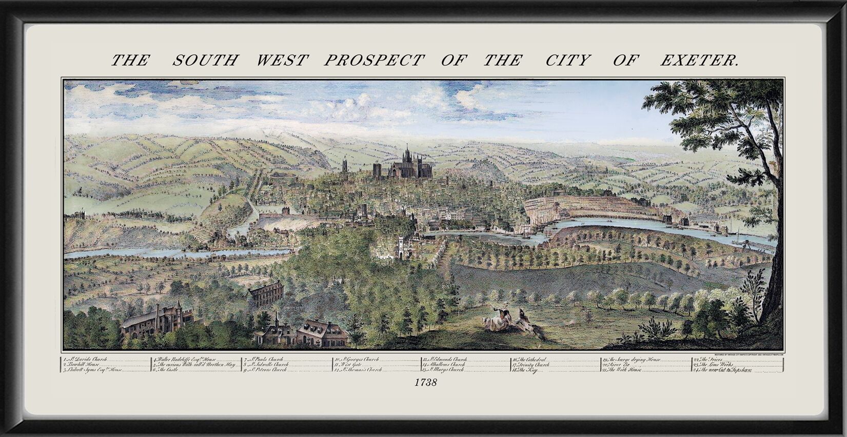 THE SOUTH WEST PROSPECT OF THE CITY OF EXETER 1738