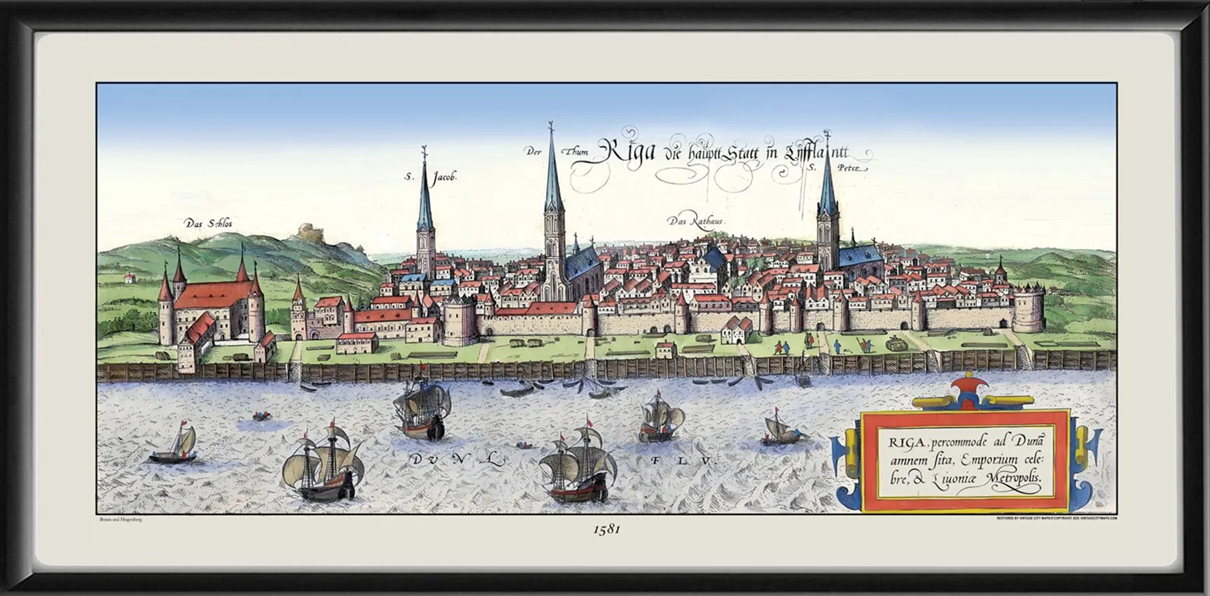 Riga Latvia 1581 Braun & Hogenberg
