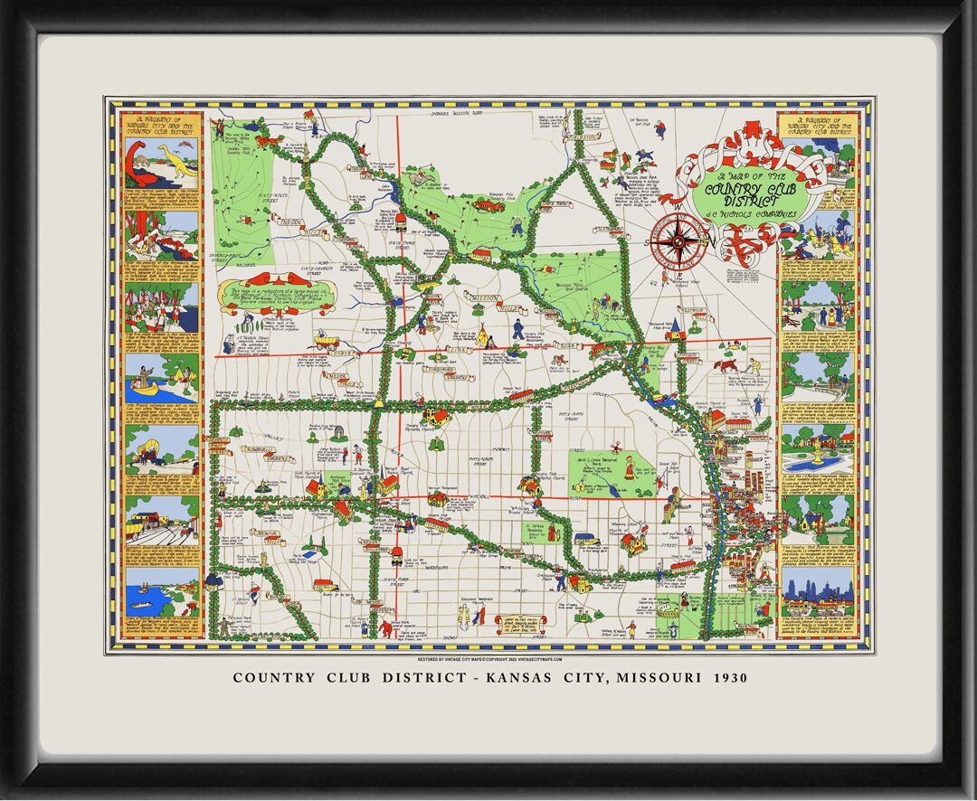 Map of the Country Club District Kansas City, MO Earl W. Allen 1930