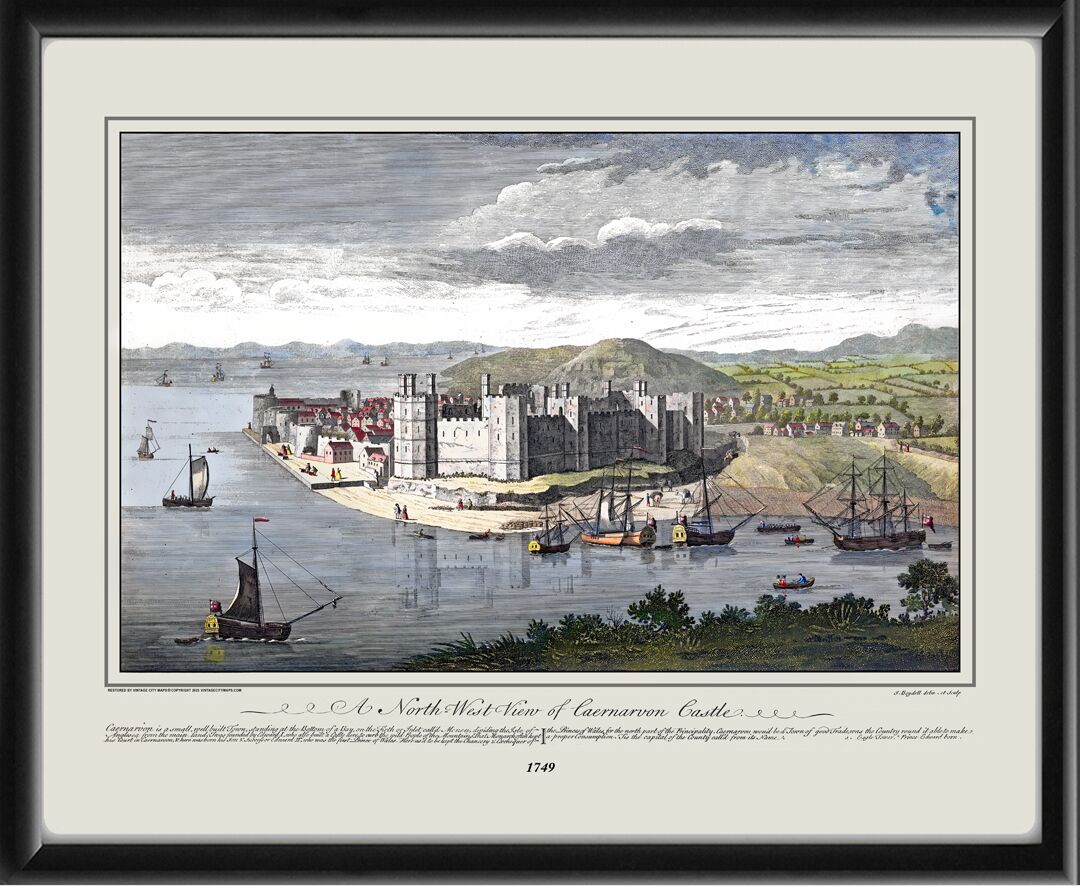 A north-west view of Caernarvon Castle Wales 1749 John Boydell