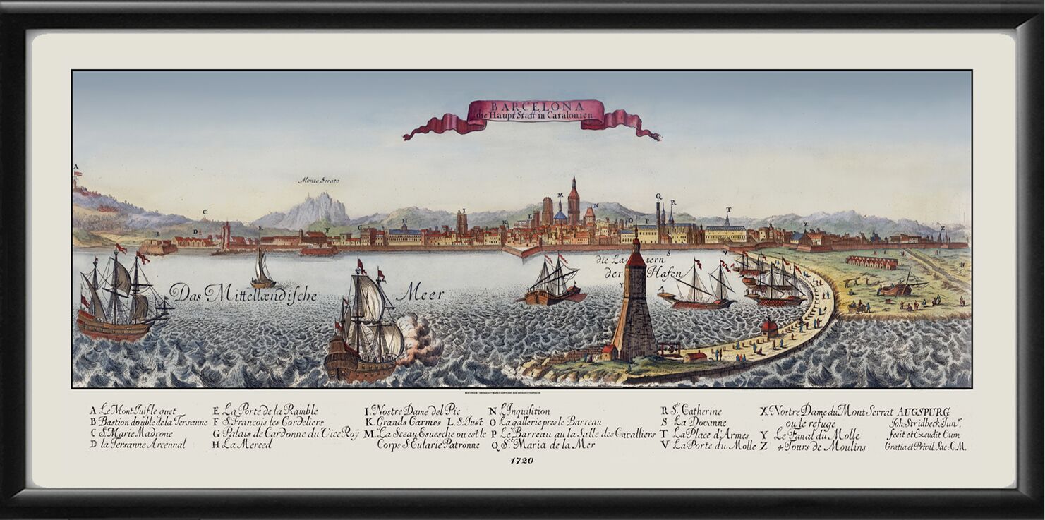 Barcelona, Capital of Catalonia. 1720 Johann Stridbeck