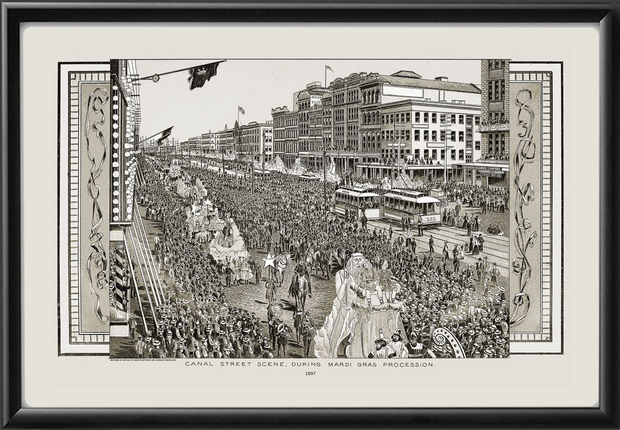 New Orleans Canal Street Mardi Gras 1897 Vernon C. Ward