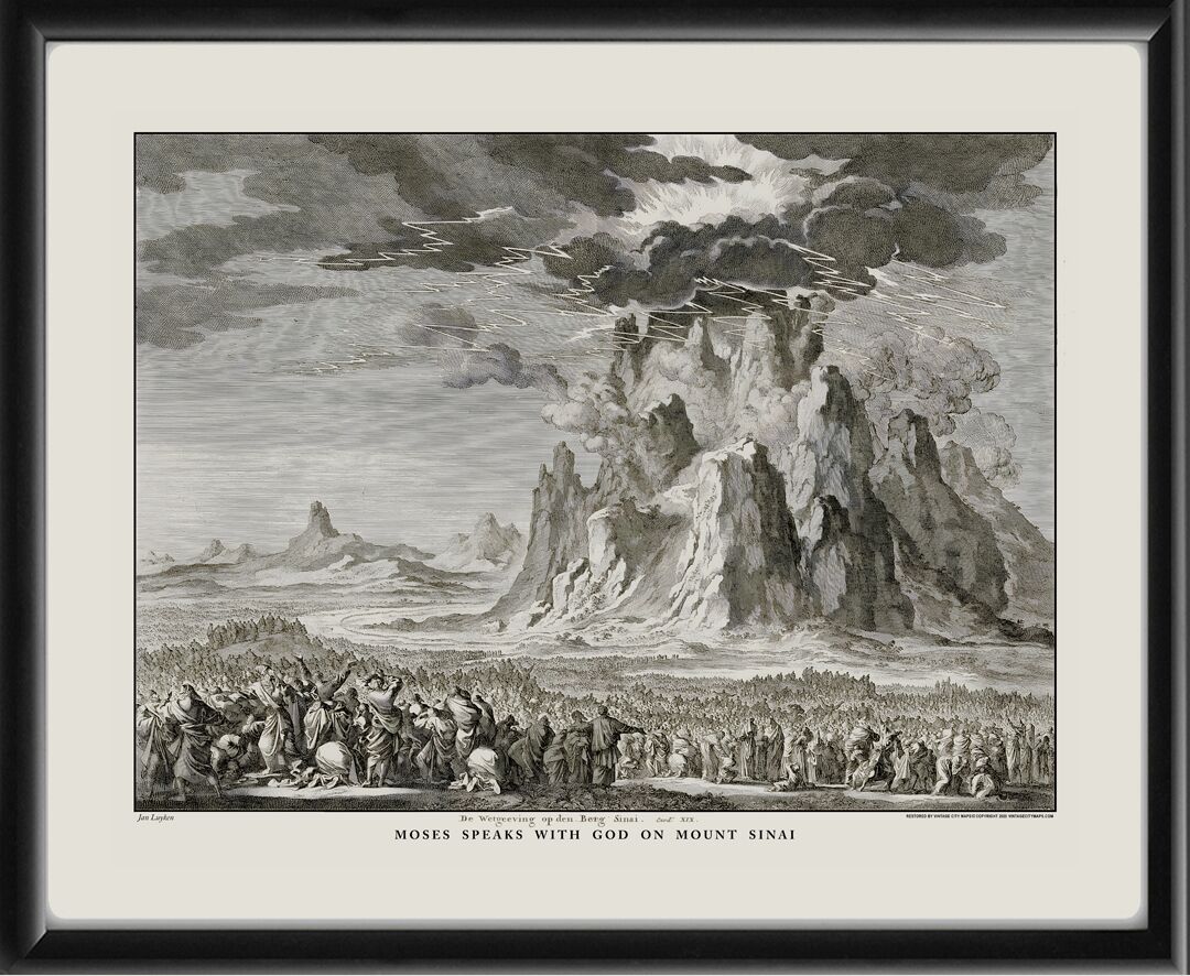 Mount Sinai Egypt Moses speaks with God on Mount Sinai. Jan Luyken 1708