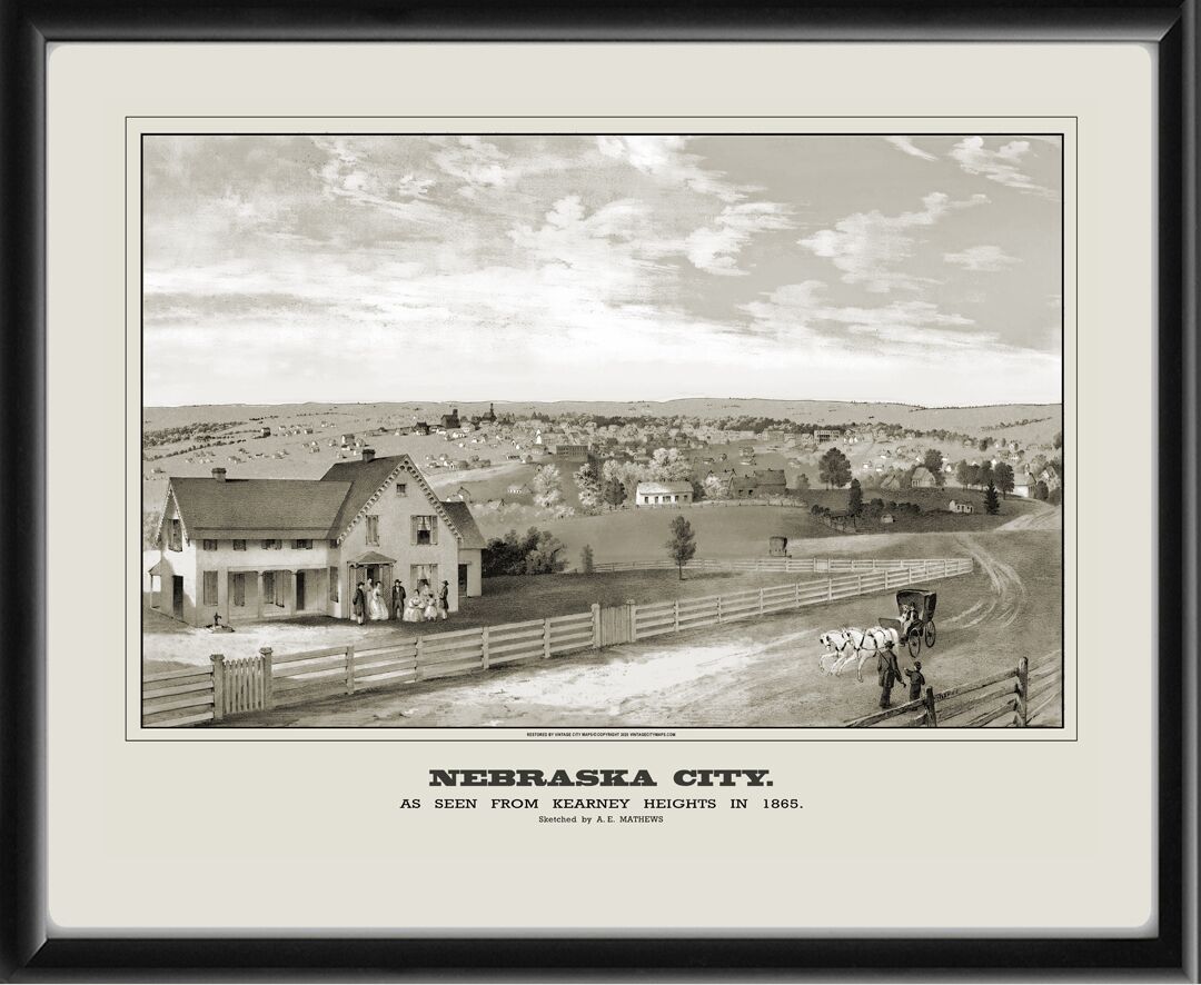 Nebraska City NE as seen from Kearney Heights in 1865