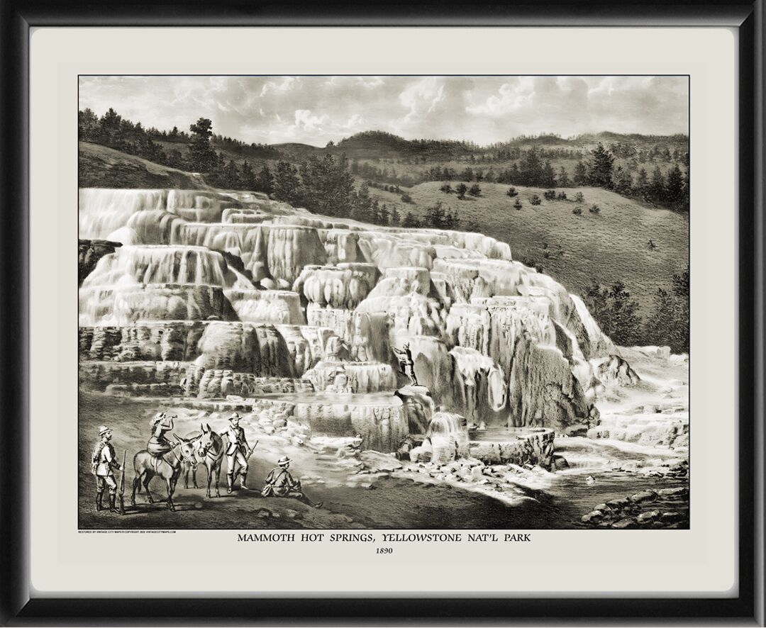 Mammoth Hot Springs - Yellowstone National Park WY 1890 Kurz & Allison