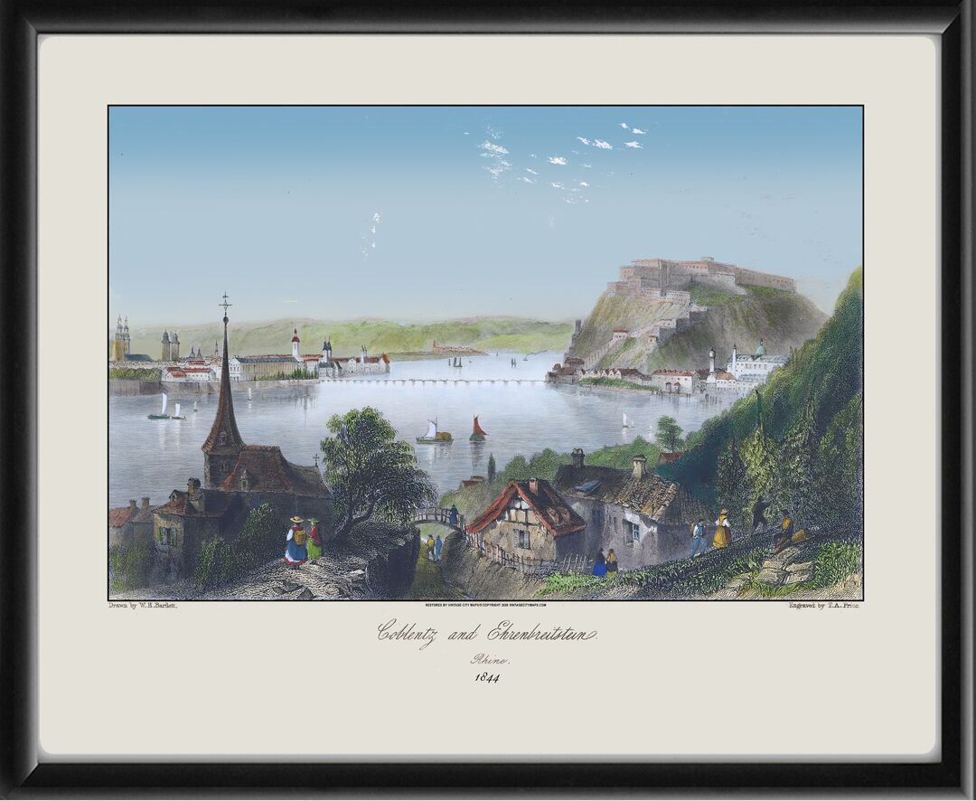 Koblentz and Ebrenbreitstein Germany 1844 William Henry Bartlett 1844
