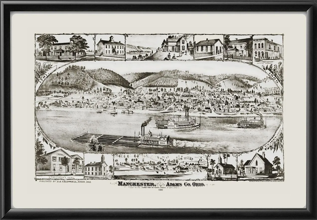 Manchester OH 1880 by F. R. Robjohns and published by J.A. Caldwell