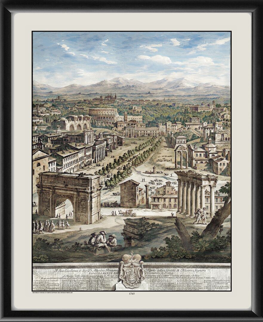 Rome Italy 1765 Campo Vaccino Giuseppe Vasi - Grand View of Campo Vaccino depicting the Roman Forum