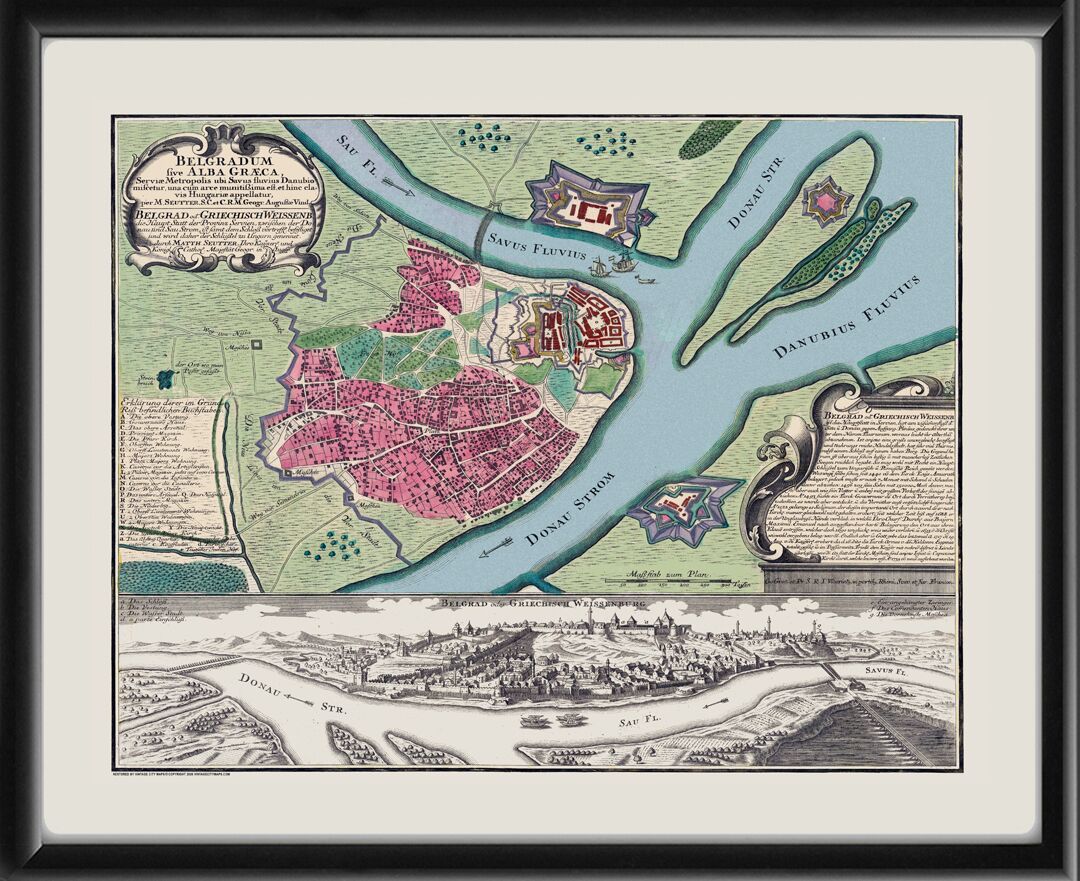 Belgrade, Serbia 1740 Matthäus Seutter tm