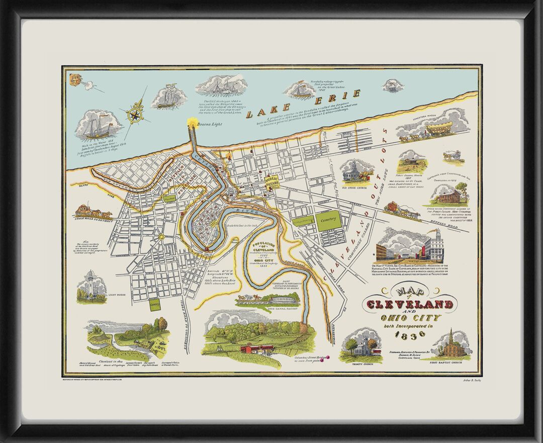 A Map of Cleveland and Ohio City 1836