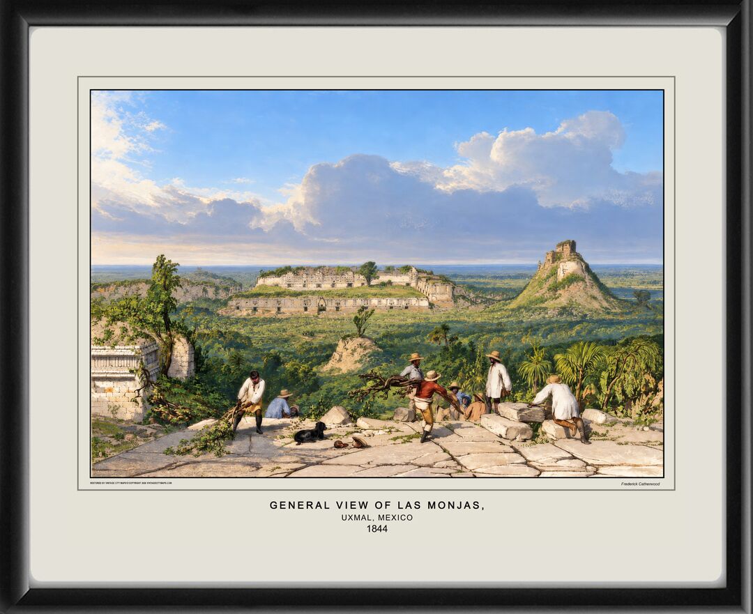 Las Monjas at Uxmal Mexico 1844 by Frederick Catherwood