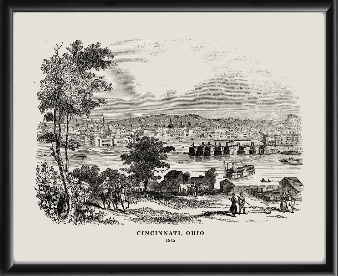 Cincinnati OH 1845 riverfront of Cincinnati, Ohio, seen across the Ohio River
