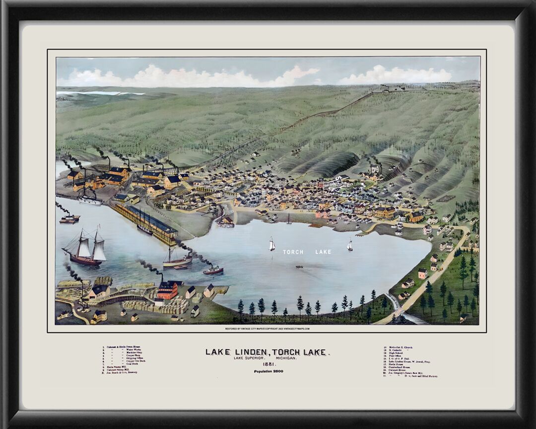 Lake Linden on Torch Lake, Michigan. 1881TM