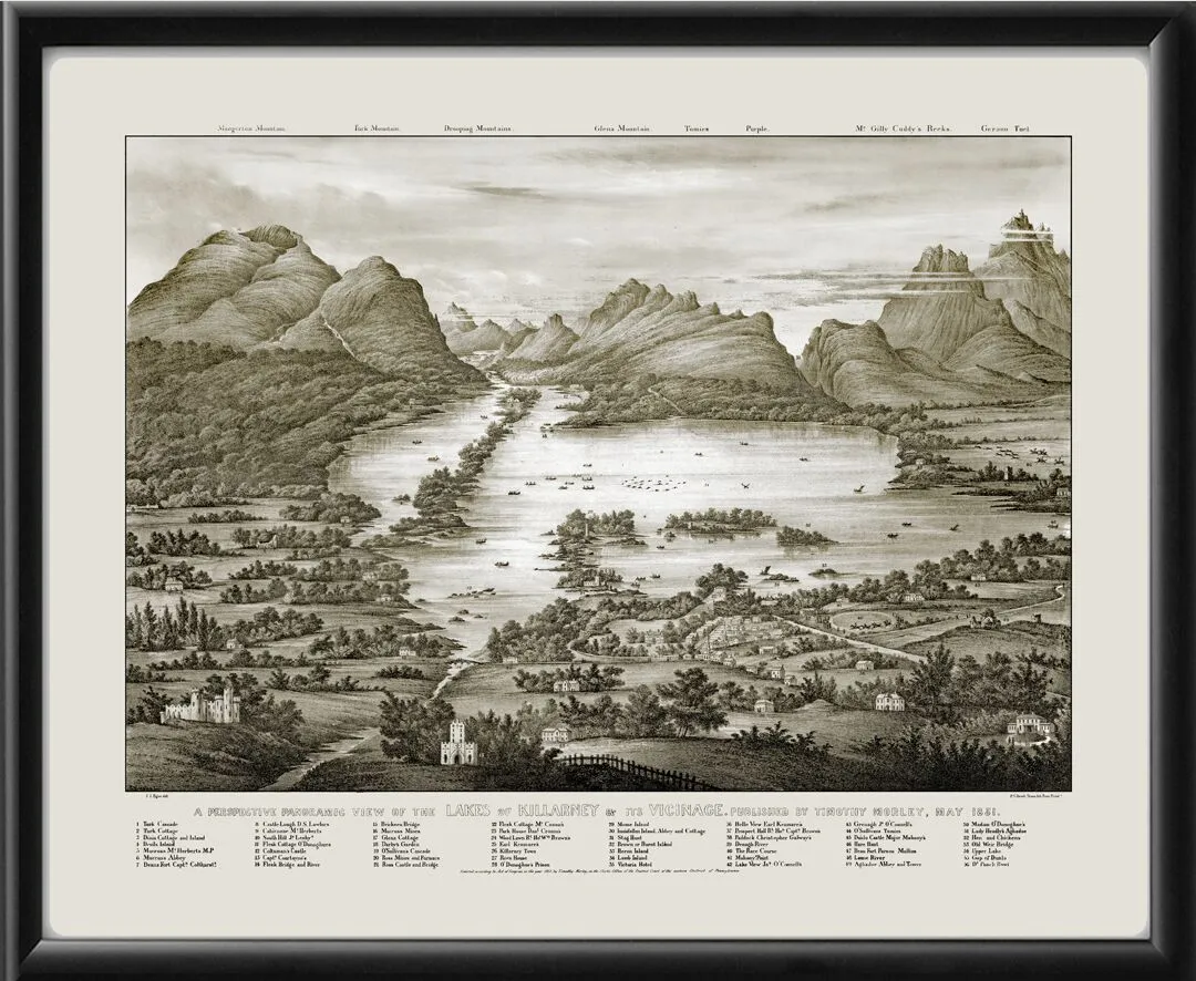 Killarney Ireland 1851 Map