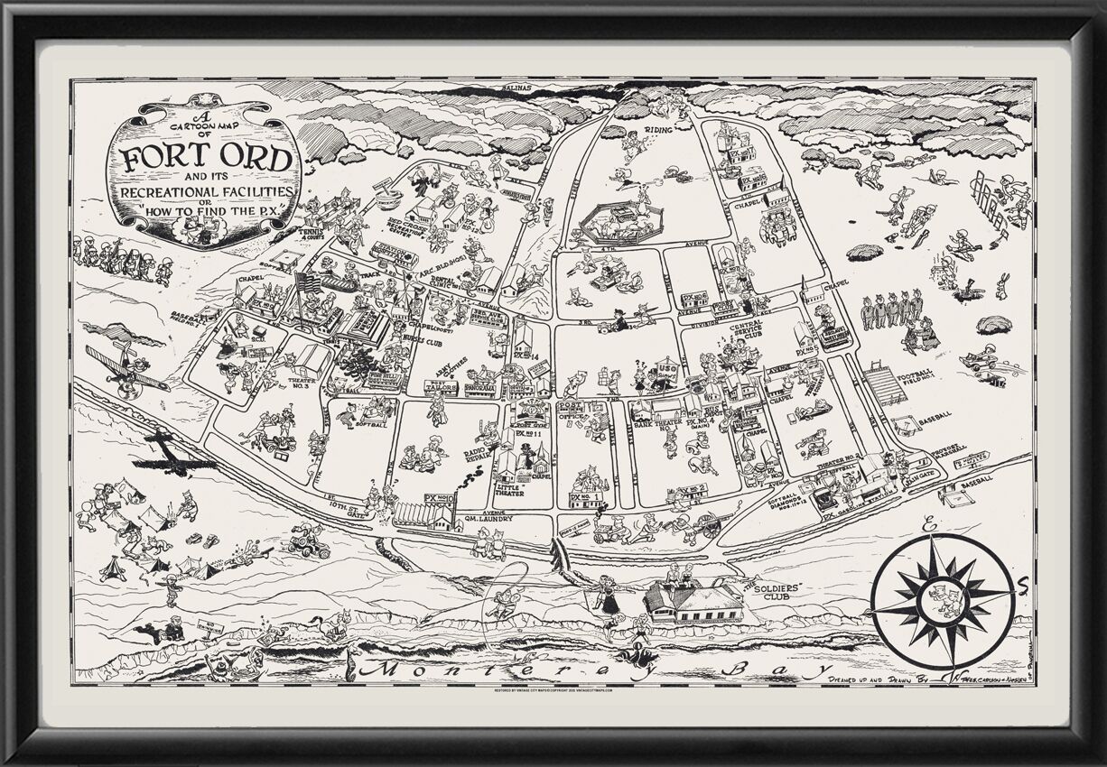 Fort Ord CA 1944 map of Fort Ord and its recreational facilities