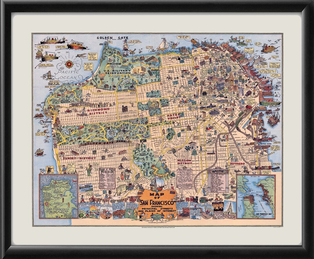San Francisco CA 1927 Showing-Principal-Streets-and-Places-of-Interest-Harrison-Godwin