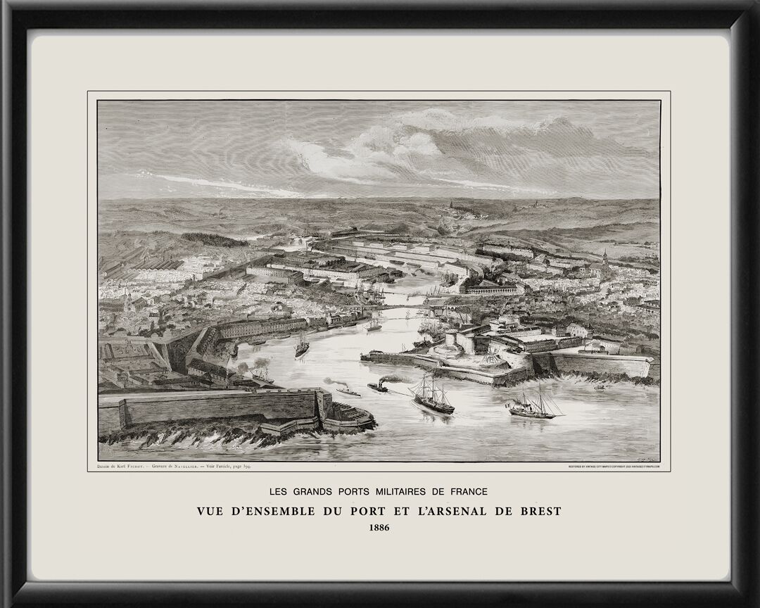 Brest, France 1886 - View of the Port and Arsenal
