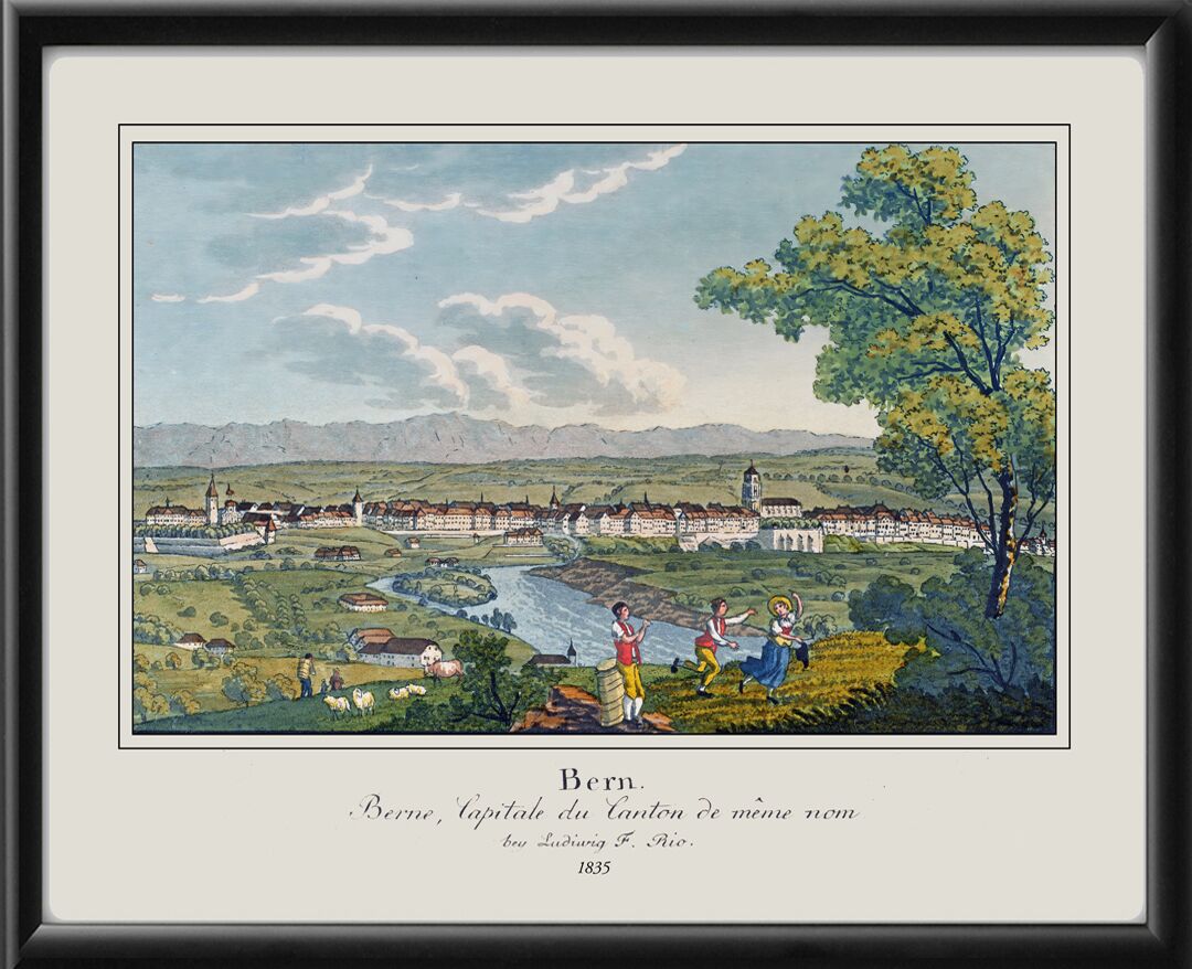 Bern Switzerland 1835 Bird's Eye View Map