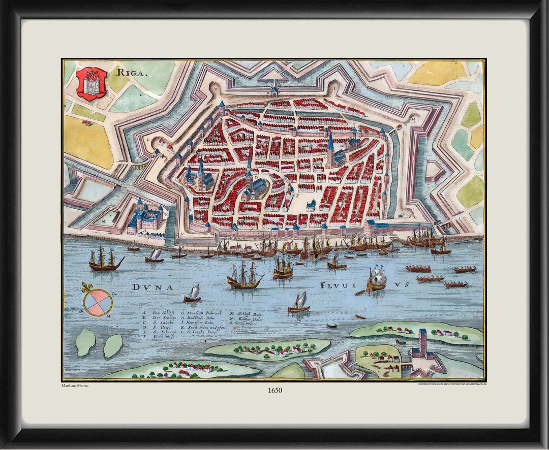 Riga Latvia 1650 Matthaus Merian