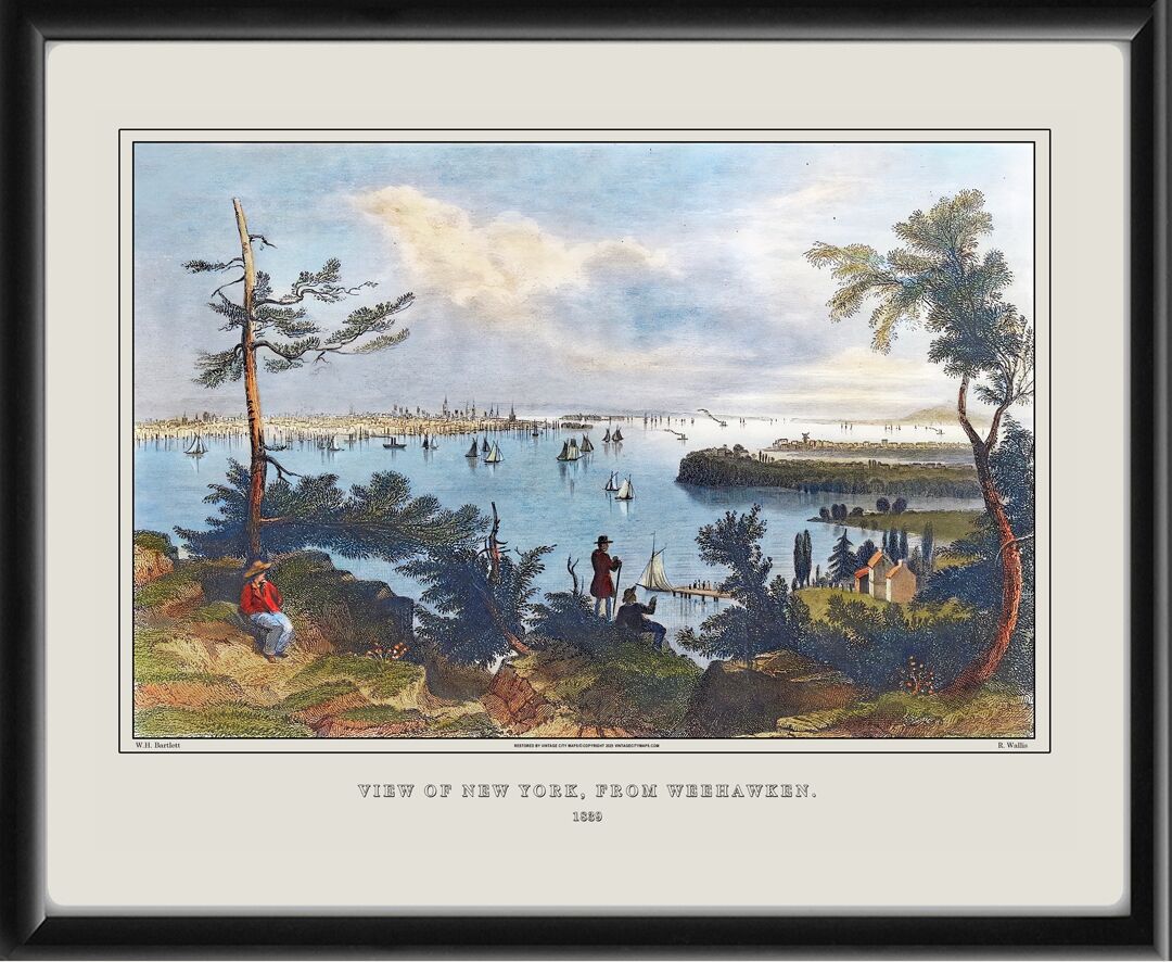 New York City NY 1839 W.H. Bartlett & R. Wallis viewed from Weekhawken NJ