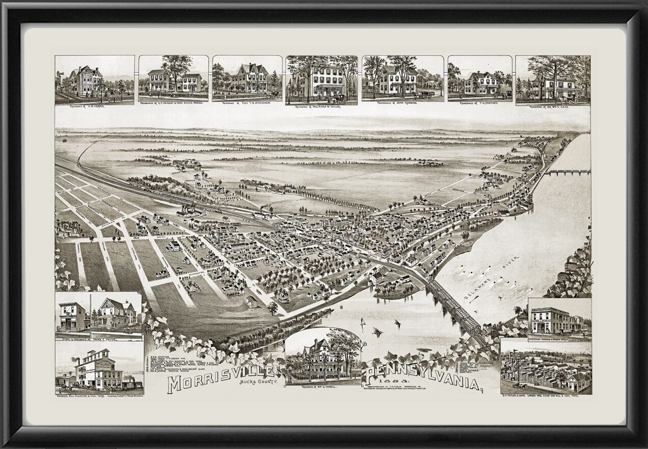 Morrisville PA 1893 T. M. Fowler TM Birds Eye View Map