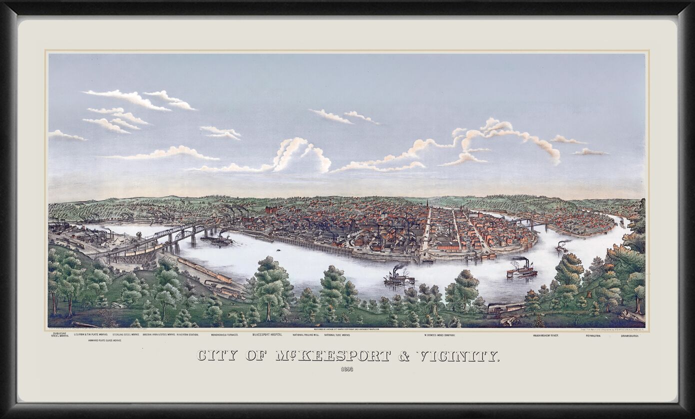 McKeesport PA 1893 H. Morgenroth TM Birds Eye View Map