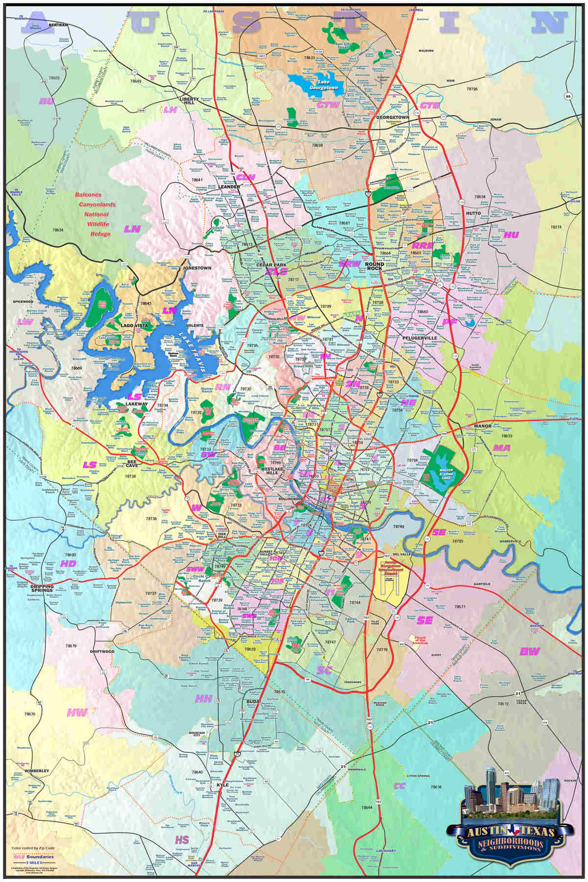 Austin TX Subdivisions and Neighborhoods Map