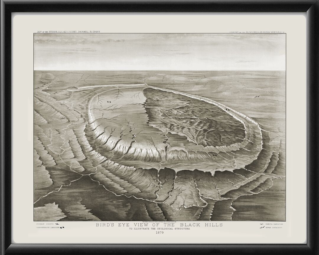 Black Hills SD 1879 Henry Newton Tm Birds Eye View Map