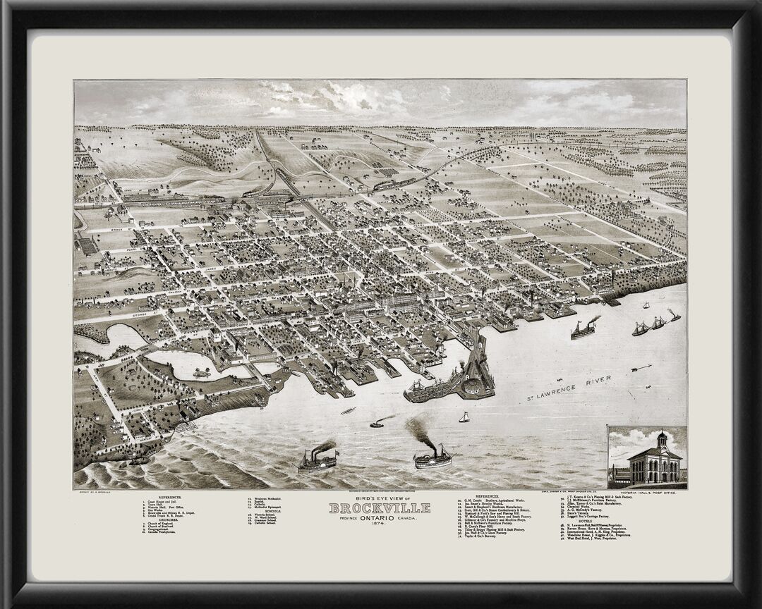 Brockville Ontario Canada TM Bird's Eye View Map