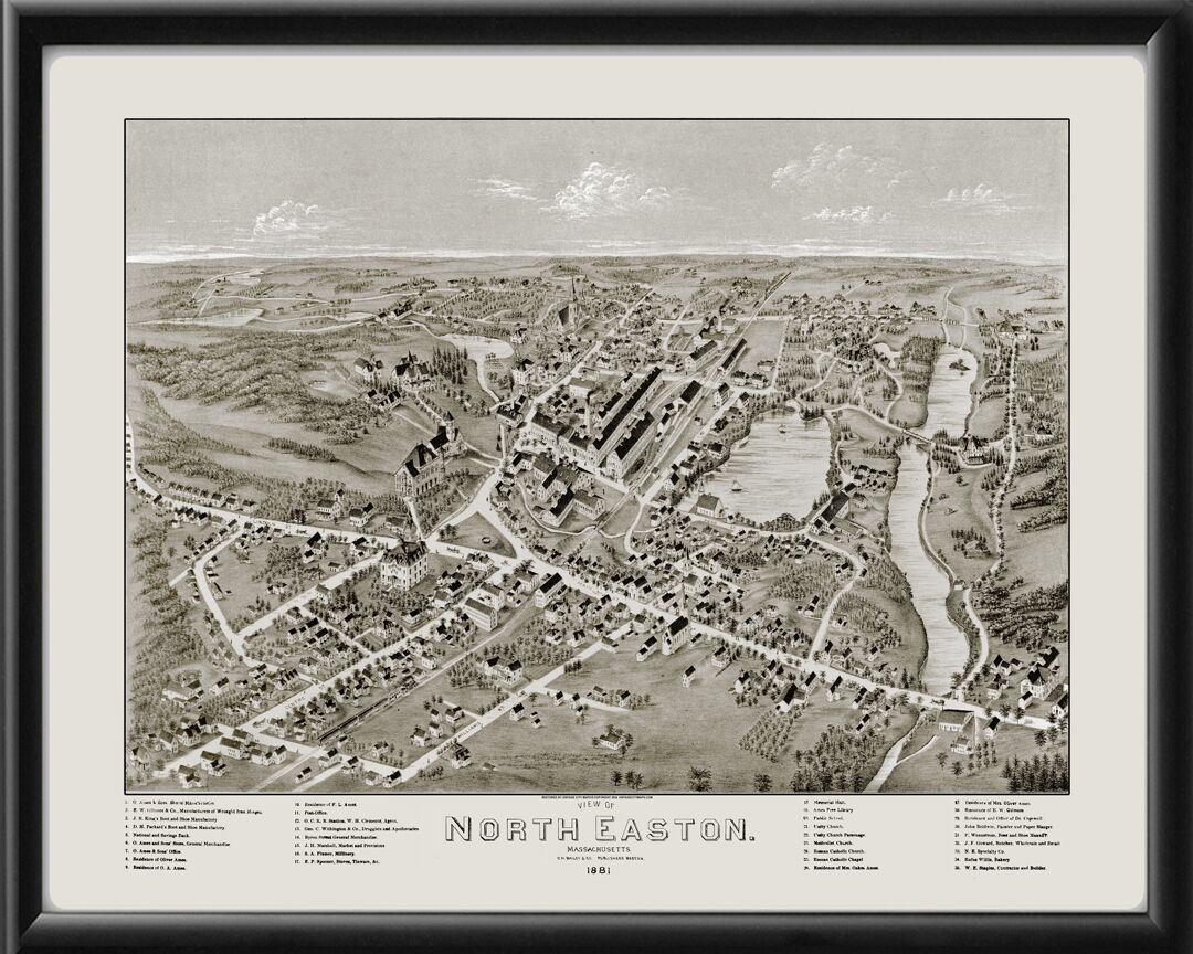 North Easton MA 1881 Restored Map