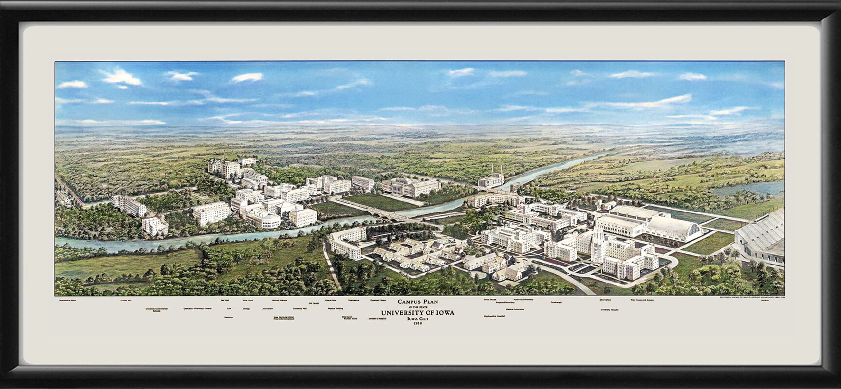 University of Iowa 1930 TM Birds Eye View Map