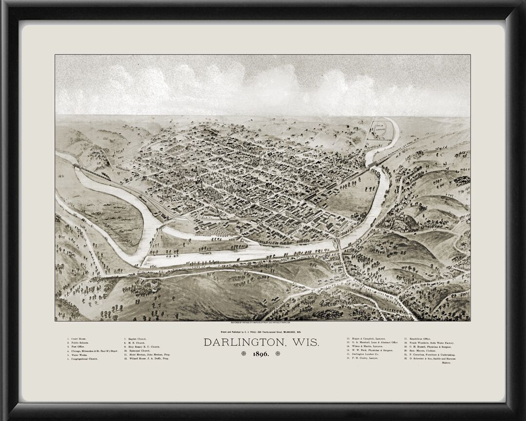Darlington WI 1896 CJ Pauli TM Map