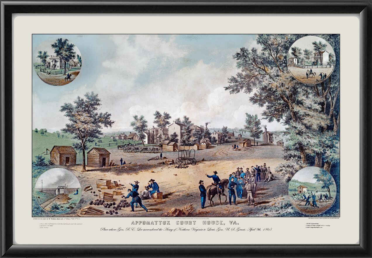 Appomattox VA 1865 Elbridge Wesley Webber TM Birds Eye View Map