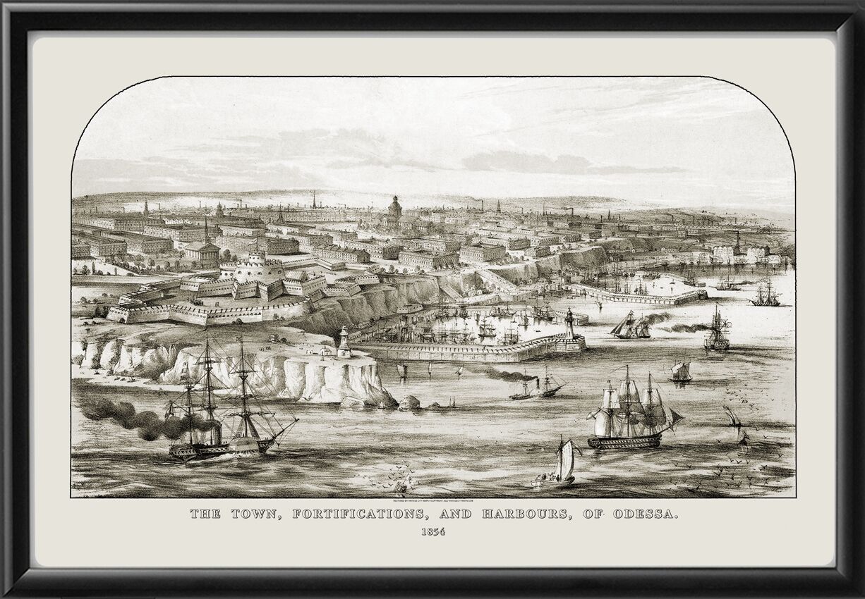 Odesa Ukraine 1854 - Town, Fortifications, and Harbours