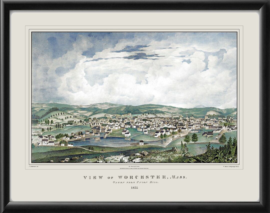 Worcester MA 1835 Color Map