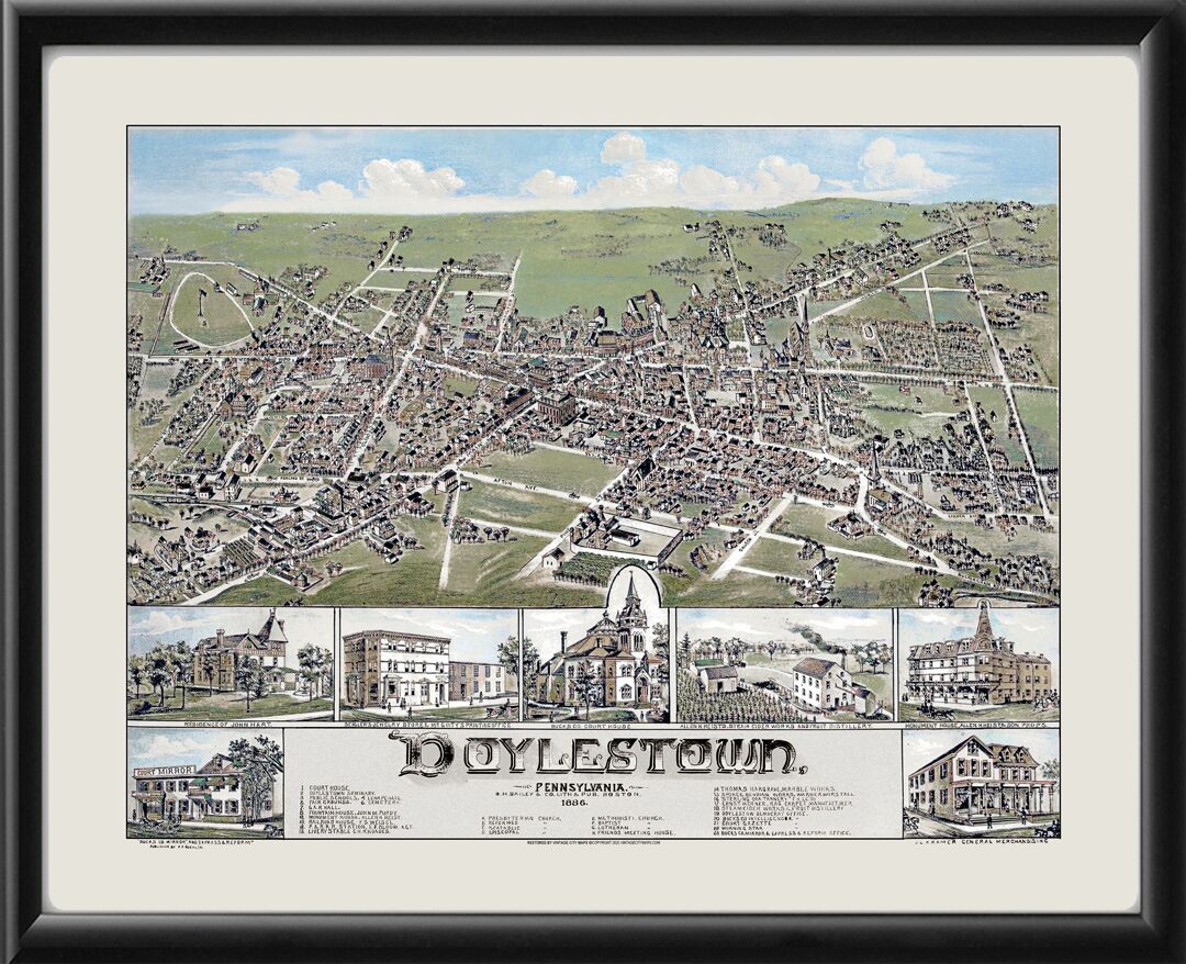 Doylestown PA 1886 Color OHBailey TM Color Map