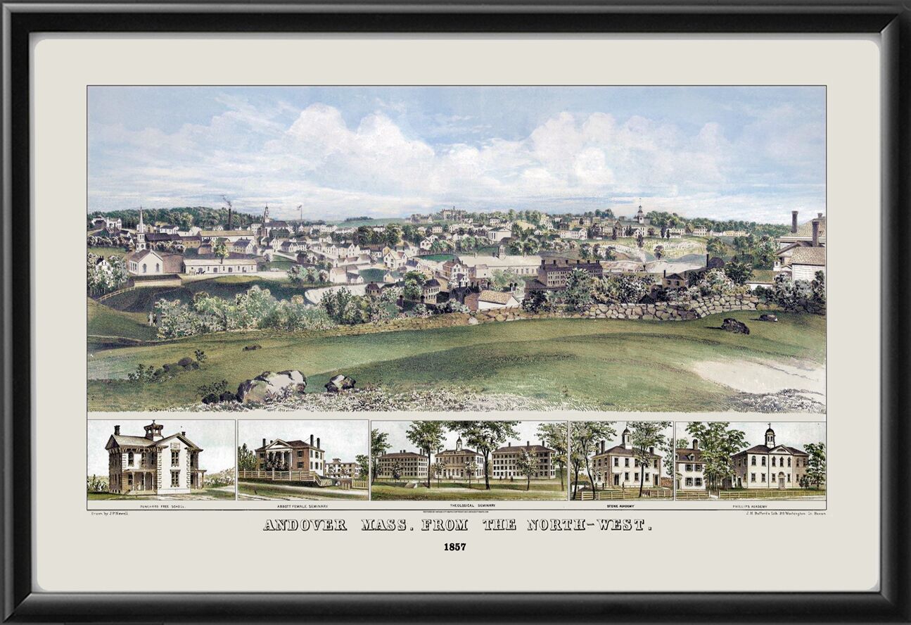 Andover MA 1857 Color J. P. NewellTM Map