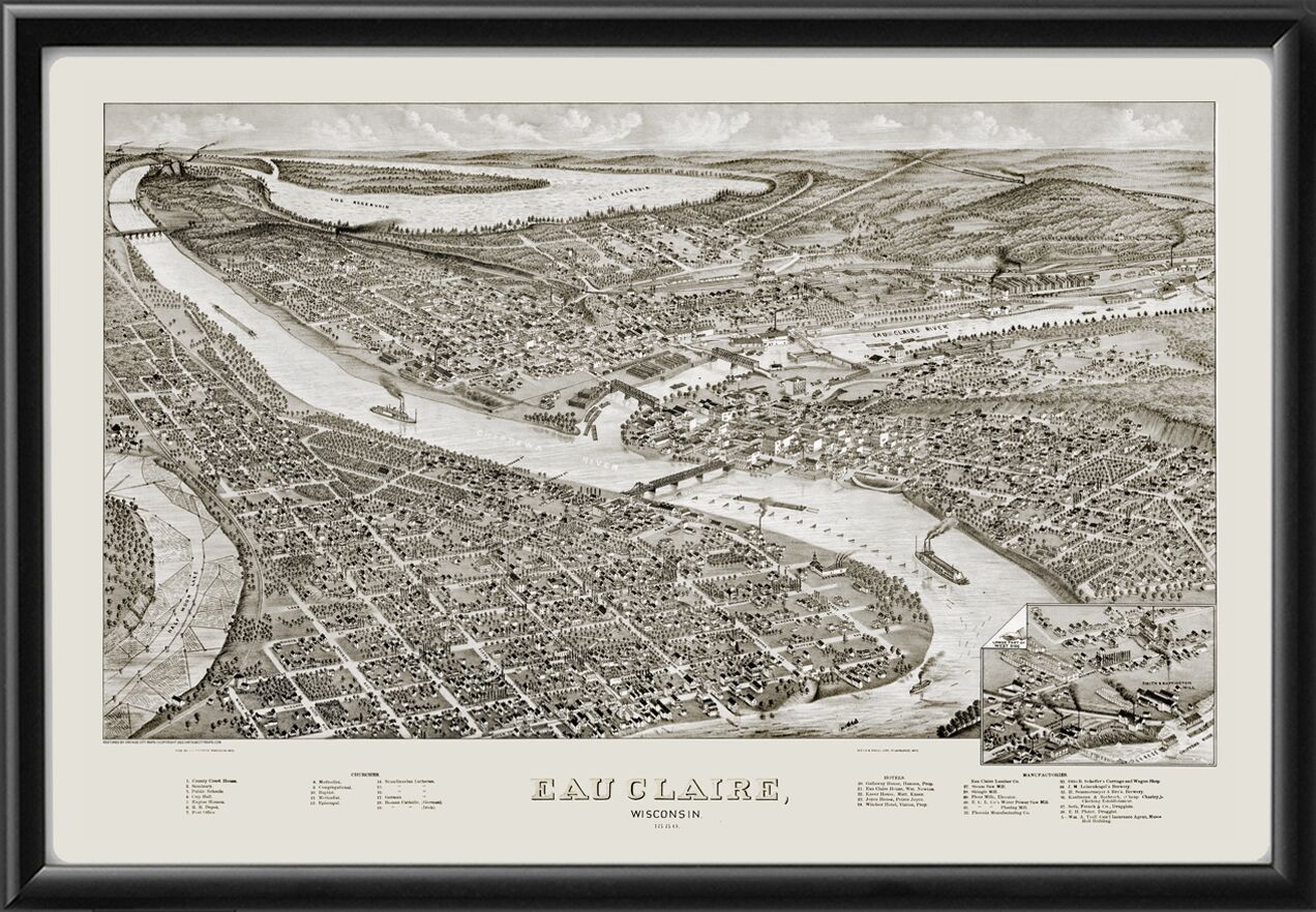 Eau Claire WI 1880 J.J. Stoner TM Map