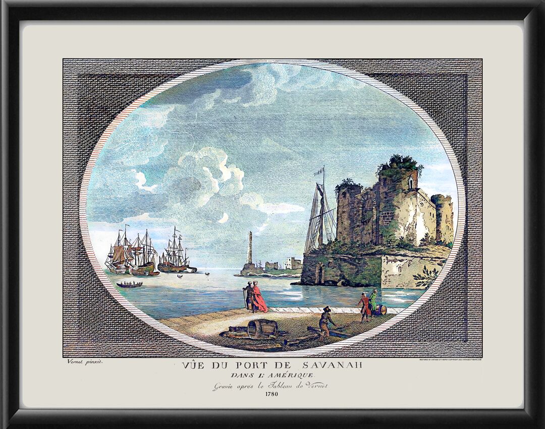 Vue Du Port De Savanah 1780 Birdseye View Map