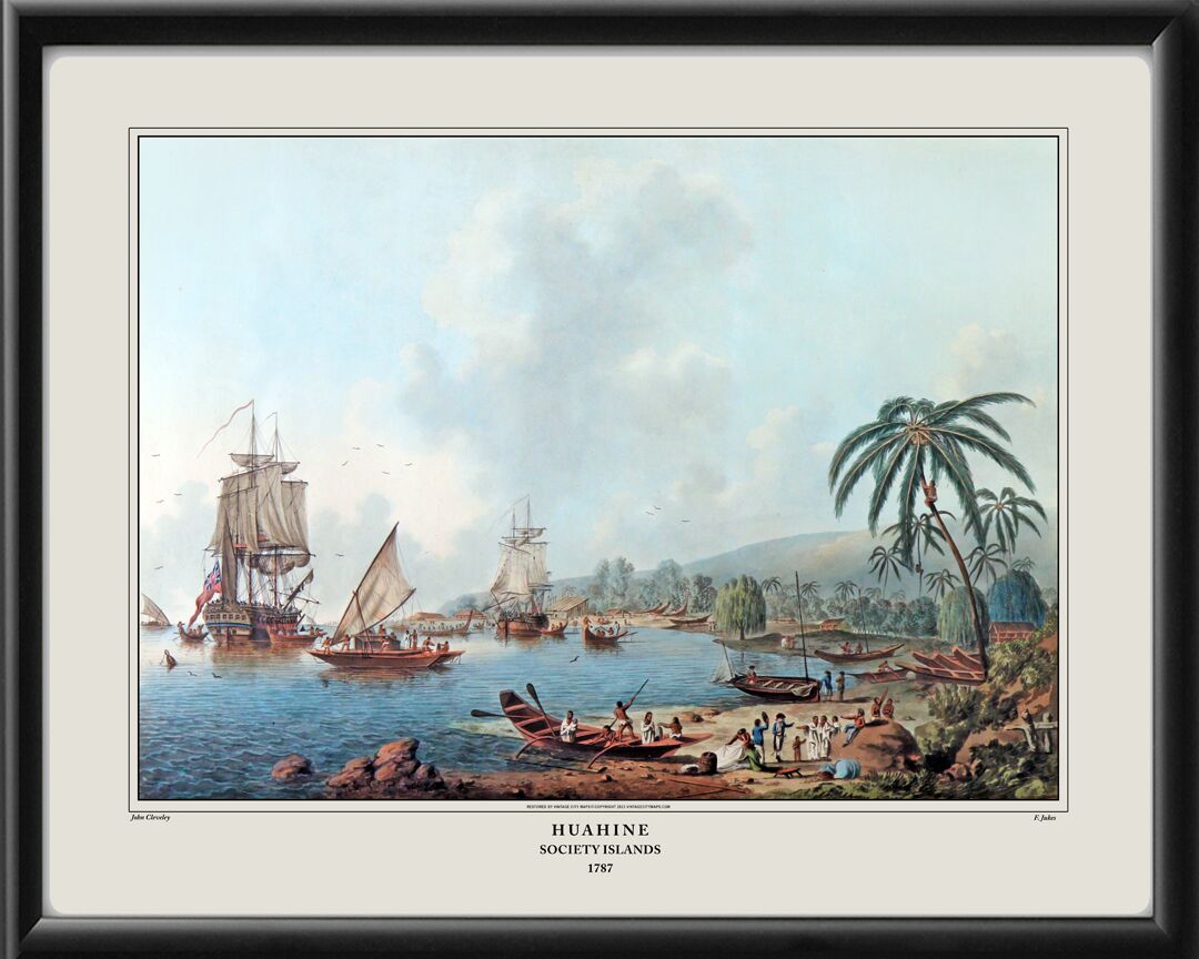 Huahine French Polynesia 1788 John Cleveley & Francis Jukes TM Birdseye View Map